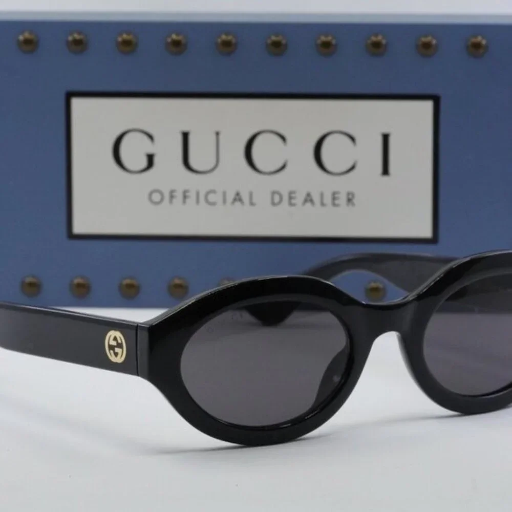 Gucci GG1579S 001 Oval Sunglasses - Black\Grey